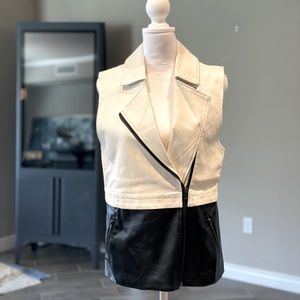 ASTR Black and White XS Faux Leather Vest